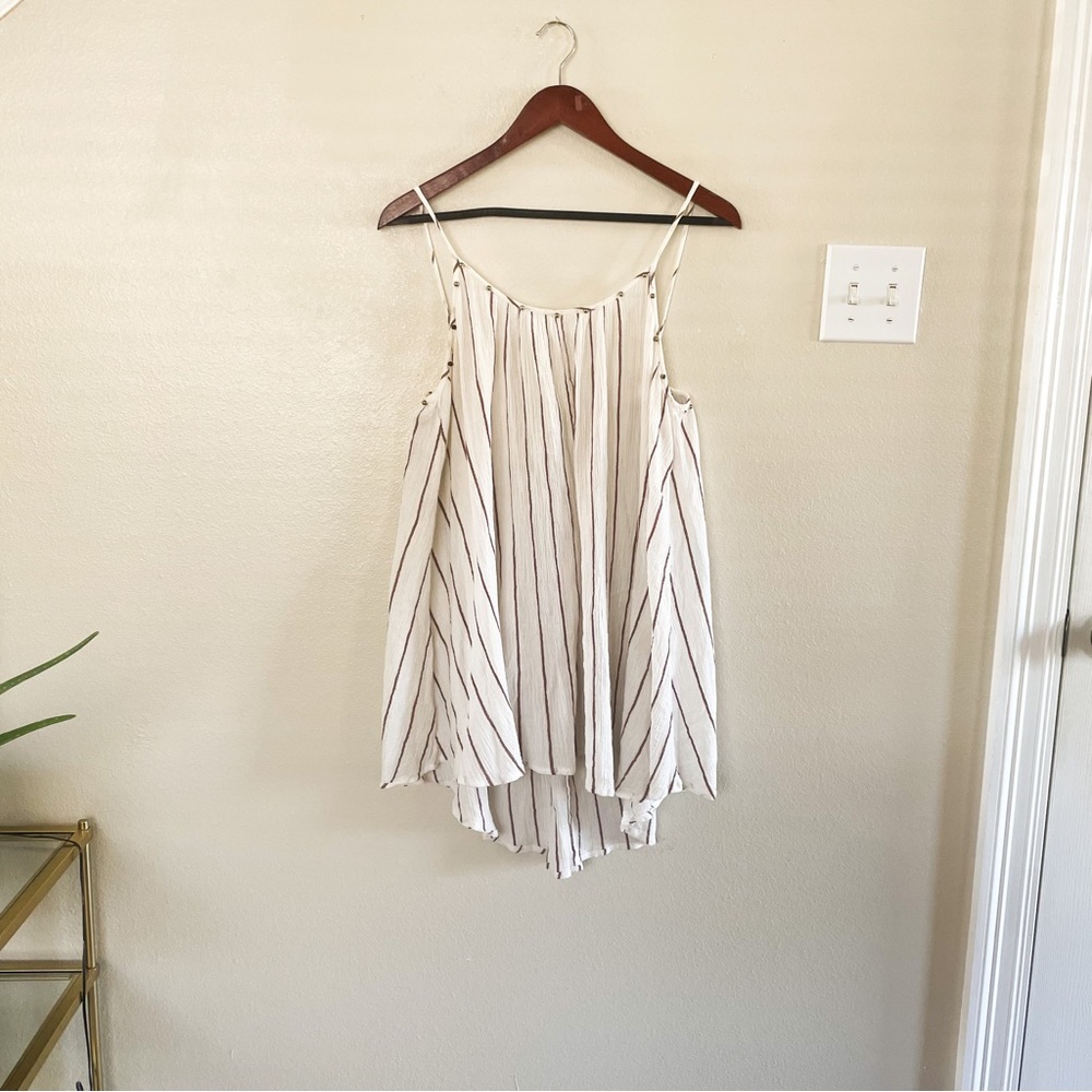 Neutral Colors Striped Sleeveless Summer Mini Dress